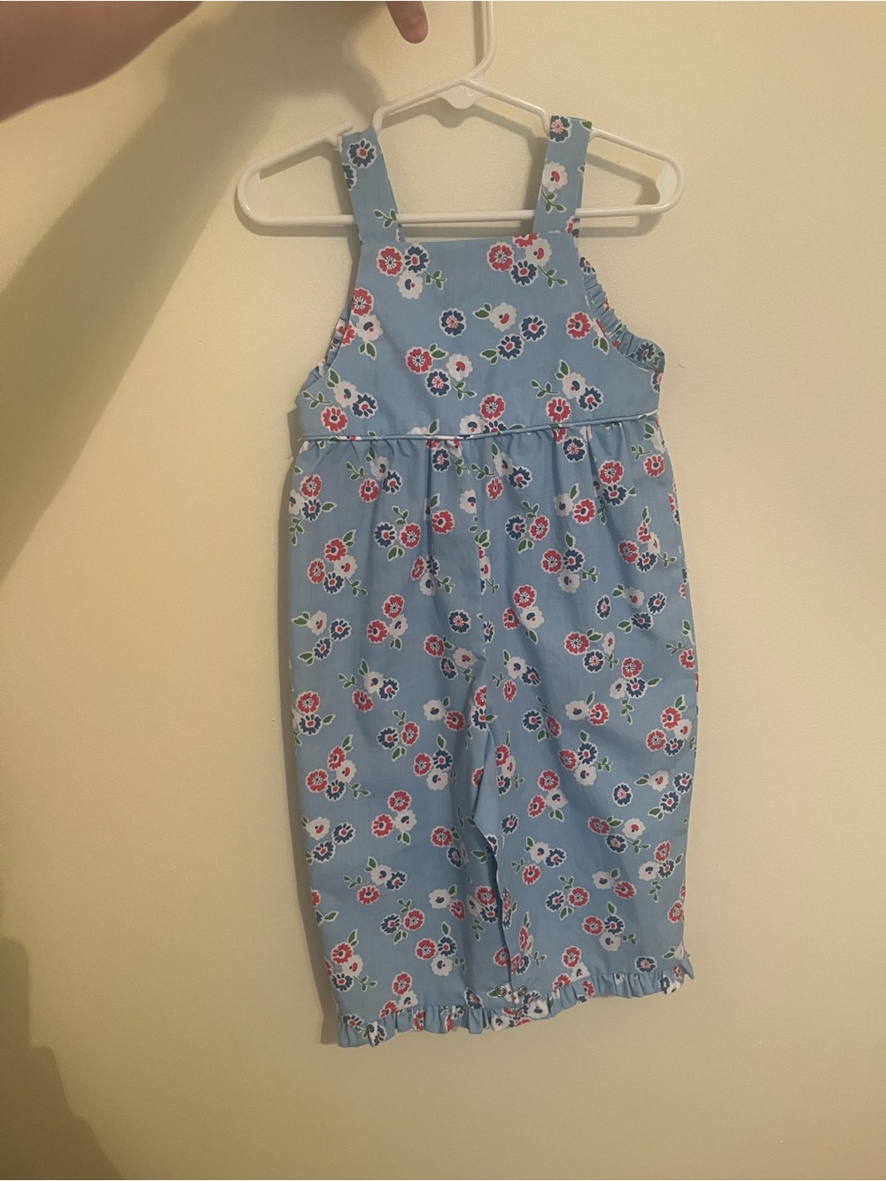 Little English Blue Floral Girls Overalls